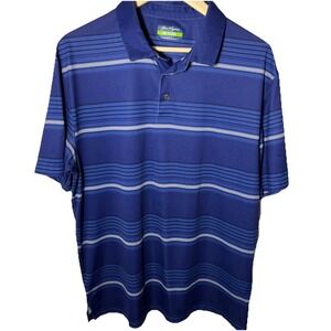 Ben Hogan Performance Golf Polo Shirt Mens Sz L Short Sleeve Striped Blue
